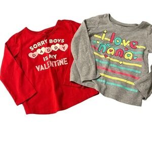 Little Girl's Long Sleeve T-Shirts‎ Set Of 2 Toddler Girl Size 2T Daddy Nana